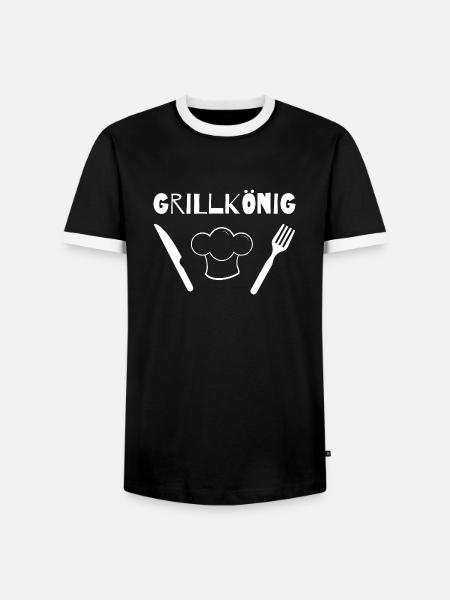 grillkoenig schier w - Männer Kontrast-T-Shirt - Schwarz/Weiß
