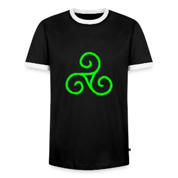 Celtic symbol Triskele Triple Spiral - Men's Ringer Shirt - black/white - Front - AI Model Female 172 light (172cm) & AI Model Male 178 light (178cm)