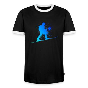 Women's Ski Mountaineering Ski Tour Ski Ski Touring - Men's Ringer Shirt - black/white - Front - AI Model Female 172 light (172cm) & AI Model Male 178 light (178cm)