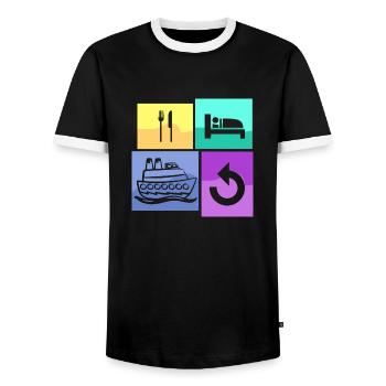 Family Cruise - Men's Ringer Shirt - black/white - Front - AI Model Female 172 light (172cm) & AI Model Male 178 light (178cm)