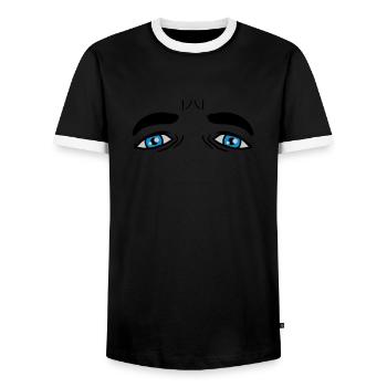 Conception Blue Sad Eyes - T-shirt contrasté Homme - noir/blanc - Devant - AI Model Female 172 light (172cm) & AI Model Male 178 light (178cm)