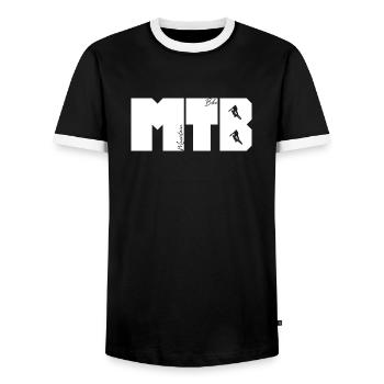 MTB Schriftzug - Männer Kontrast-T-Shirt - Schwarz/Weiß - Vorne - AI Model Female 172 light (172cm) & AI Model Male 178 light (178cm)