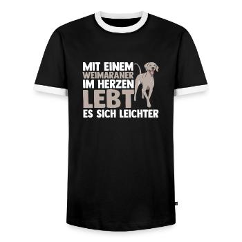 Hund Weimaraner - Männer Kontrast-T-Shirt - Schwarz/Weiß - Vorne - AI Model Female 172 light (172cm) & AI Model Male 178 light (178cm)