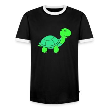 turtle - Men's Ringer Shirt - black/white - Front - AI Model Female 172 light (172cm) & AI Model Male 178 light (178cm)