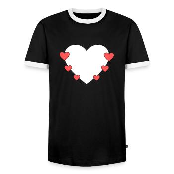Cœur avec de petits cœurs - T-shirt contrasté Homme - noir/blanc - Devant - AI Model Female 172 light (172cm) & AI Model Male 178 light (178cm)