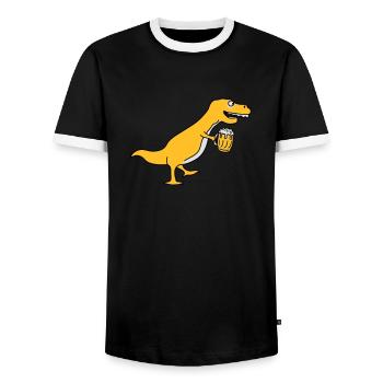 Funny Drunken T-Rex Dino - T-shirt contrasté Homme - noir/blanc - Devant - AI Model Female 172 light (172cm) & AI Model Male 178 light (178cm)