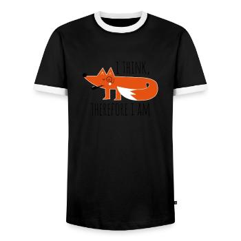 Fox Fox claims philosophy geek nerd - Men's Ringer Shirt - black/white - Front - AI Model Female 172 light (172cm) & AI Model Male 178 light (178cm)