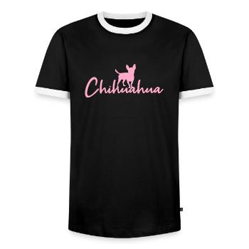 Chihuahua - Men's Ringer Shirt - black/white - Front - AI Model Female 172 light (172cm) & AI Model Male 178 light (178cm)