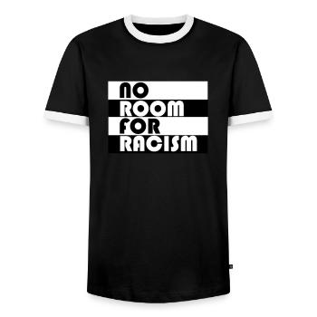 Kein Platz für Rassismus - Männer Kontrast-T-Shirt - Schwarz/Weiß - Vorne - AI Model Female 172 light (172cm) & AI Model Male 178 light (178cm)