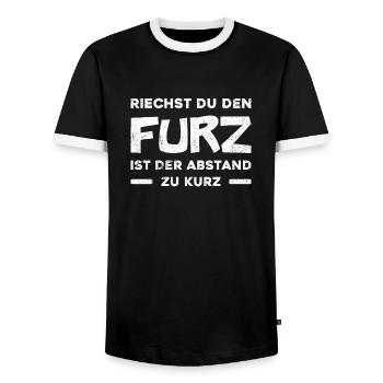 Riechst du den Furz, ist der Abstand zu kurz - Männer Kontrast-T-Shirt - Schwarz/Weiß - Vorne - AI Model Female 172 light (172cm) & AI Model Male 178 light (178cm)