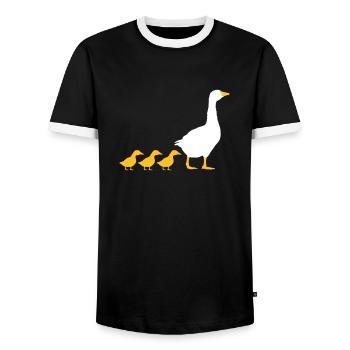 Family geese design - Men's Ringer Shirt - black/white - Front - AI Model Female 172 light (172cm) & AI Model Male 178 light (178cm)