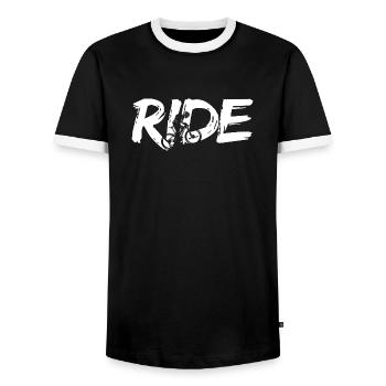 RIDE - MTB Mountainbike Cross Bike Downhill - Männer Kontrast-T-Shirt - Schwarz/Weiß - Vorne - AI Model Female 172 light (172cm) & AI Model Male 178 light (178cm)