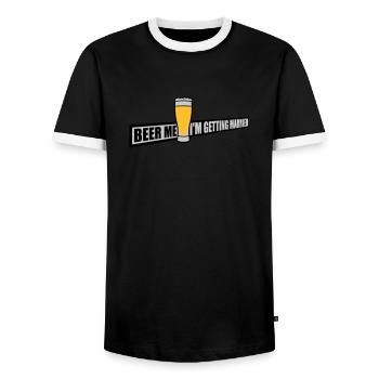 Beer Me Getting Married - Men's Ringer Shirt - black/white - Front - AI Model Female 172 light (172cm) & AI Model Male 178 light (178cm)