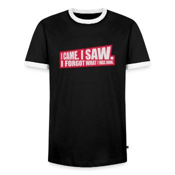 I came saw forget - Men's Ringer Shirt - black/white - Front - AI Model Female 172 light (172cm) & AI Model Male 178 light (178cm)