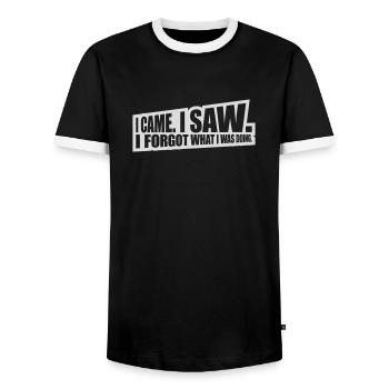 Je suis venu voir oublier - T-shirt contrasté Homme - noir/blanc - Devant - AI Model Female 172 light (172cm) & AI Model Male 178 light (178cm)