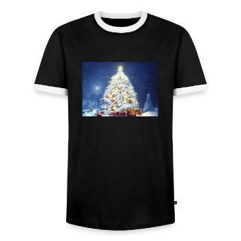 Noël 28 - T-shirt contrasté Homme - noir/blanc - Devant - AI Model Female 172 light (172cm) & AI Model Male 178 light (178cm)