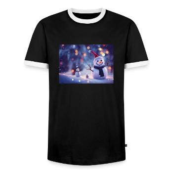 Joyeux Noël Bonhomme de neige - T-shirt contrasté Homme - noir/blanc - Devant - AI Model Female 172 light (172cm) & AI Model Male 178 light (178cm)
