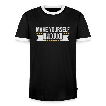 make yourself proud Zitat - Männer Kontrast-T-Shirt - Schwarz/Weiß - Vorne - AI Model Female 172 light (172cm) & AI Model Male 178 light (178cm)