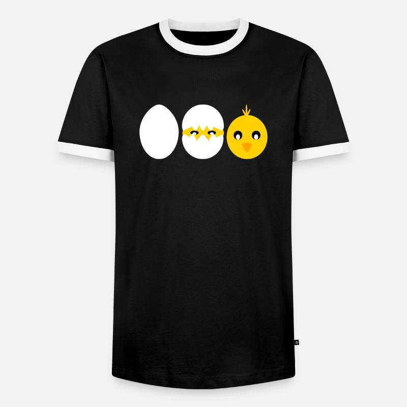Comic schlüpfendes Küken - Männer Kontrast-T-Shirt - Schwarz/Weiß