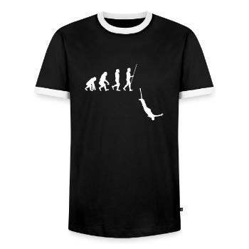 Bungee Jumping Evolution Sport Fun - Men's Ringer Shirt - black/white - Front - AI Model Female 172 light (172cm) & AI Model Male 178 light (178cm)