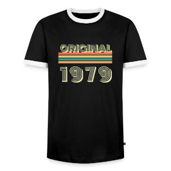 Original 1979 Jahrgang Vintage Retro - T-shirt contrasté Homme - noir/blanc - Devant - AI Model Female 172 light (172cm) & AI Model Male 178 light (178cm)