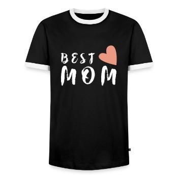 Best Mom Mother's Day Best Mom Mother Gift Heart - Men's Ringer Shirt - black/white - Front - AI Model Female 172 light (172cm) & AI Model Male 178 light (178cm)