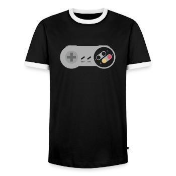 Controller - Men's Ringer Shirt - black/white - Front - AI Model Female 172 light (172cm) & AI Model Male 178 light (178cm)