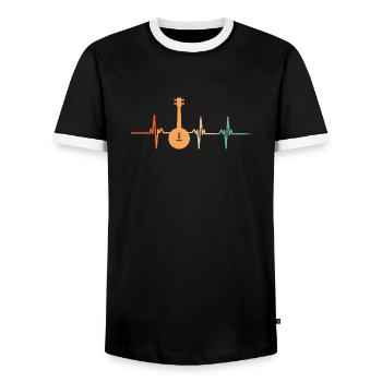Banjo heartbeat - Men's Ringer Shirt - black/white - Front - AI Model Female 172 light (172cm) & AI Model Male 178 light (178cm)