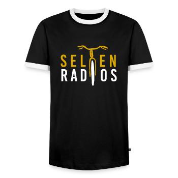 Selten radlos Fahrrad Bike - Männer Kontrast-T-Shirt - Schwarz/Weiß - Vorne - AI Model Female 172 light (172cm) & AI Model Male 178 light (178cm)