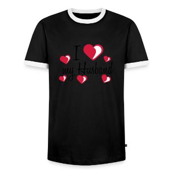 i love my worlds greatest meilleur mari husband t - T-shirt contrasté Homme - noir/blanc - Devant - AI Model Female 172 light (172cm) & AI Model Male 178 light (178cm)