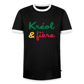 Créole / Martinique / Guadeloupe / Antilles - Männer Kontrast-T-Shirt - Schwarz/Weiß - Vorne - AI Model Female 172 light (172cm) & AI Model Male 178 light (178cm)