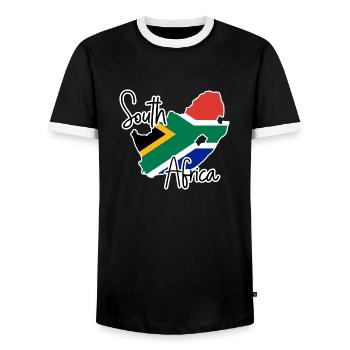 Afrique du Sud - T-shirt contrasté Homme - noir/blanc - Devant - AI Model Female 172 light (172cm) & AI Model Male 178 light (178cm)