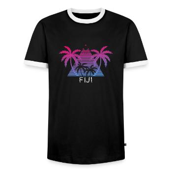 Fiji - Men's Ringer Shirt - black/white - Front - AI Model Female 172 light (172cm) & AI Model Male 178 light (178cm)