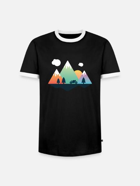 Motorcycle mountains - Men's Ringer Shirt - black/white