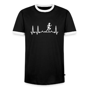 Running Heartbeat Runner Heartbeat Sport Pulse - Men's Ringer Shirt - black/white - Front - AI Model Female 172 light (172cm) & AI Model Male 178 light (178cm)