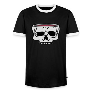 Cartoon Skull Cup Horreur - T-shirt contrasté Homme - noir/blanc - Devant - AI Model Female 172 light (172cm) & AI Model Male 178 light (178cm)