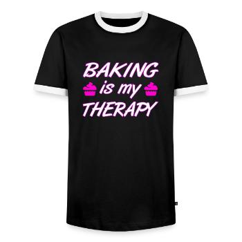 Bake - Men's Ringer Shirt - black/white - Front - AI Model Female 172 light (172cm) & AI Model Male 178 light (178cm)