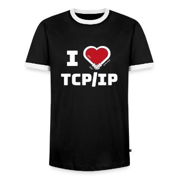 I love TCP/IP - Tribut an TCP IP & DARPA - Männer Kontrast-T-Shirt - Schwarz/Weiß - Vorne - AI Model Female 172 light (172cm) & AI Model Male 178 light (178cm)
