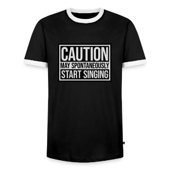 may spontaneously start singing - Männer Kontrast-T-Shirt - Schwarz/Weiß - Vorne - AI Model Female 172 light (172cm) & AI Model Male 178 light (178cm)