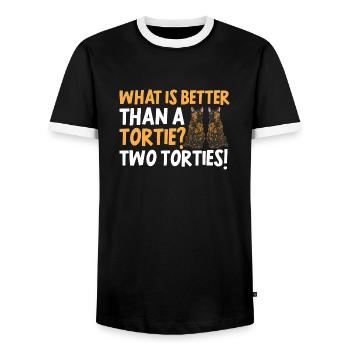 Schildpatt Katze Tortoiseshell Cat Tortie - Männer Kontrast-T-Shirt - Schwarz/Weiß - Vorne - AI Model Female 172 light (172cm) & AI Model Male 178 light (178cm)