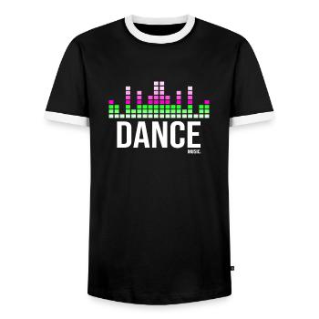 Dance music - Men's Ringer Shirt - black/white - Front - AI Model Female 172 light (172cm) & AI Model Male 178 light (178cm)