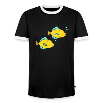 fische comic - Männer Kontrast-T-Shirt - Schwarz/Weiß - Vorne - AI Model Female 172 light (172cm) & AI Model Male 178 light (178cm)