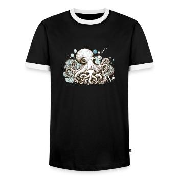 Embrace of the Seas - Männer Kontrast-T-Shirt - Schwarz/Weiß - Vorne - AI Model Female 172 light (172cm) & AI Model Male 178 light (178cm)