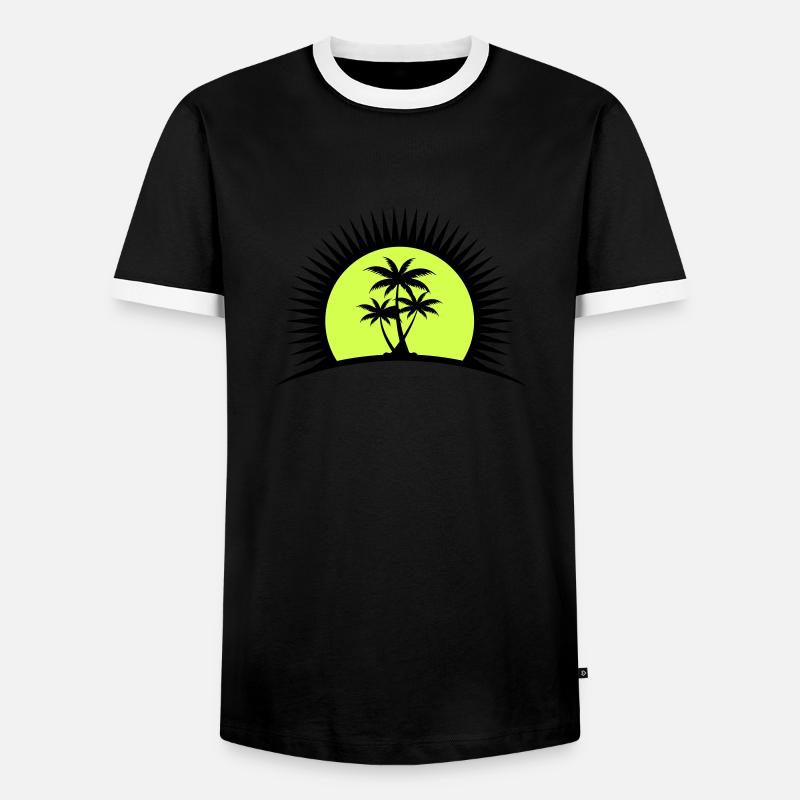 palm tree - Men's Ringer Shirt - black/white