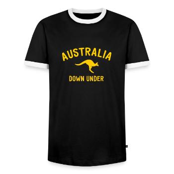 Australie - Australie - Australie - Kangourou - T-shirt contrasté Homme - noir/blanc - Devant - AI Model Female 172 light (172cm) & AI Model Male 178 light (178cm)