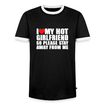 I LOVE MY HOT GIRLFRIEND - Men's Ringer Shirt - black/white - Front - AI Model Female 172 light (172cm) & AI Model Male 178 light (178cm)