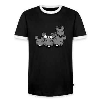 4 Mäuse Familie Zwei Kinder Mama Papa Eltern Süß - Männer Kontrast-T-Shirt - Schwarz/Weiß - Vorne - AI Model Female 172 light (172cm) & AI Model Male 178 light (178cm)