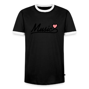 music love - Männer Kontrast-T-Shirt - Schwarz/Weiß - Vorne - AI Model Female 172 light (172cm) & AI Model Male 178 light (178cm)
