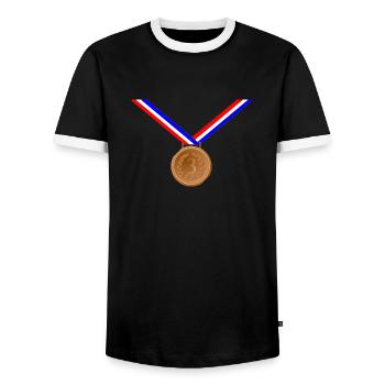 Bronze Medal 3rd - Men's Ringer Shirt - black/white - Front - AI Model Female 172 light (172cm) & AI Model Male 178 light (178cm)