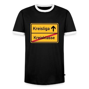 ortsschild_kreisklasse_f3 - Men's Ringer Shirt - black/white - Front - AI Model Female 172 light (172cm) & AI Model Male 178 light (178cm)